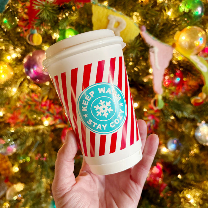 Keep Warm, Stay Cozy Paper Cups + Lids (16 oz)