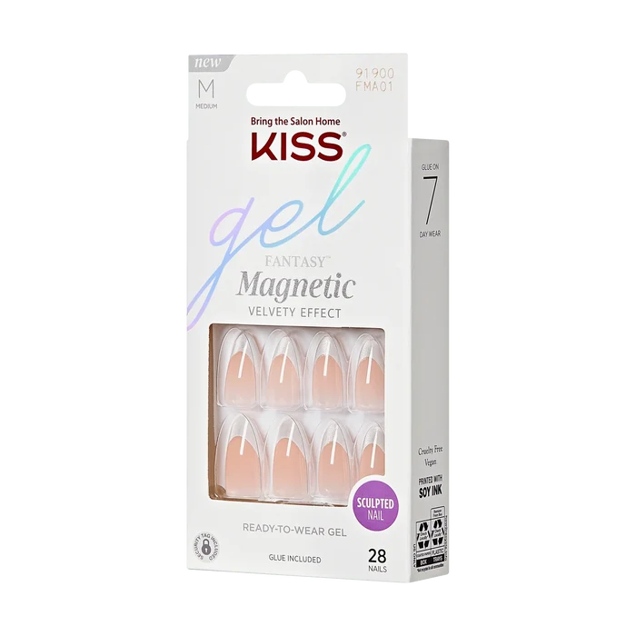 KISS Gel Fantasy Magnetic Velvety Effect Ready To Wear Gel Glue Included 28 Nails North Cast FMA01 اظافر صناعية