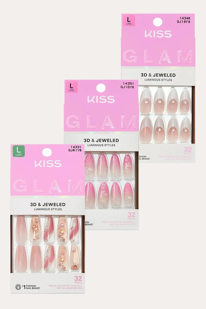 KISS GLAM JEWELED NAILS RED BEAUTY