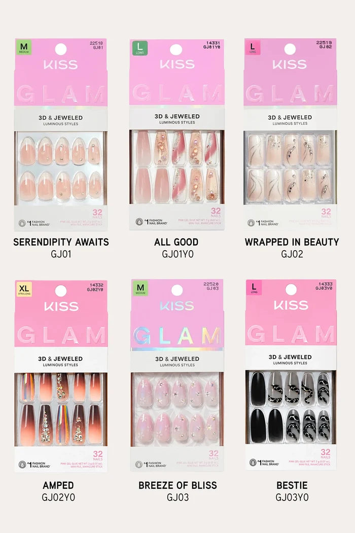 KISS GLAM JEWELED NAILS RED BEAUTY