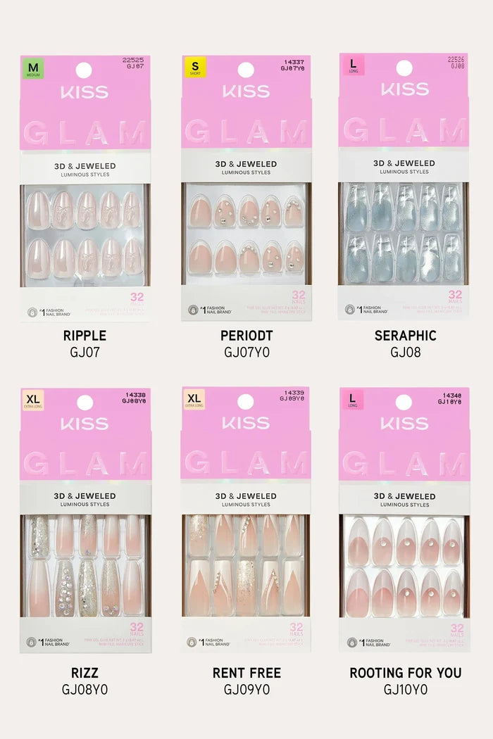 KISS GLAM JEWELED NAILS RED BEAUTY
