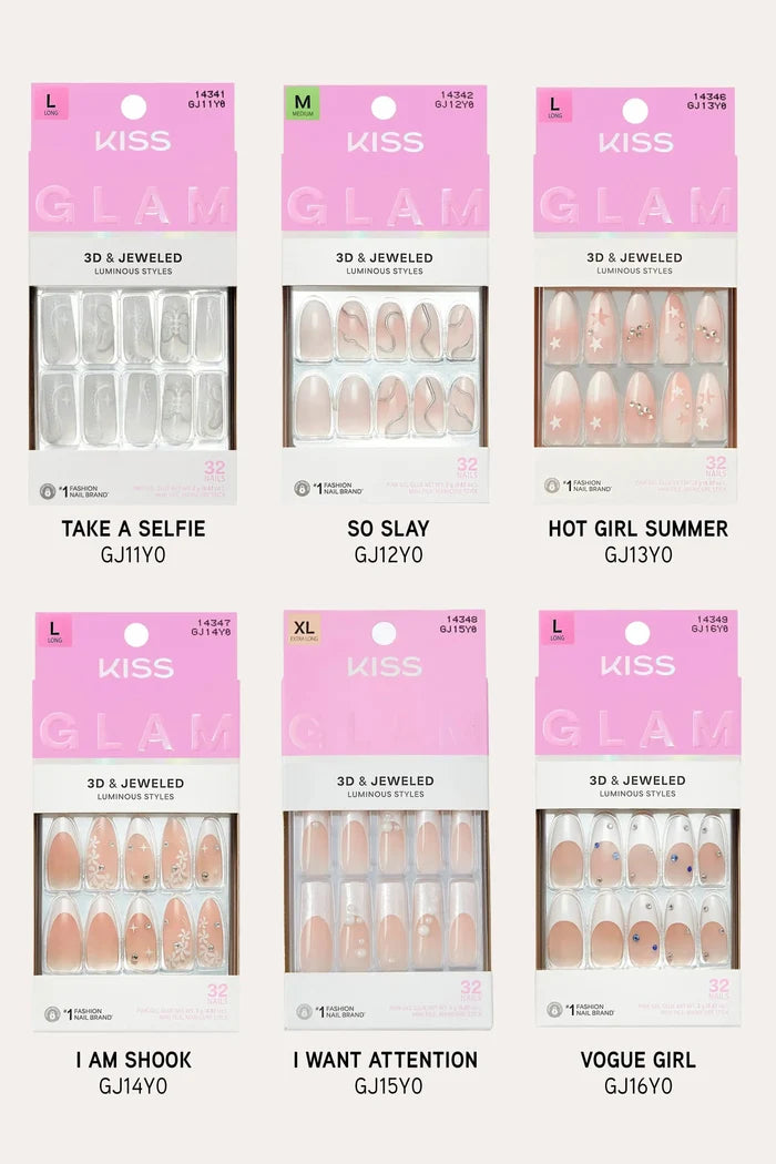 KISS GLAM JEWELED NAILS RED BEAUTY