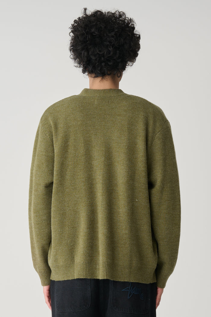 Knit Script Cardigan - Olive