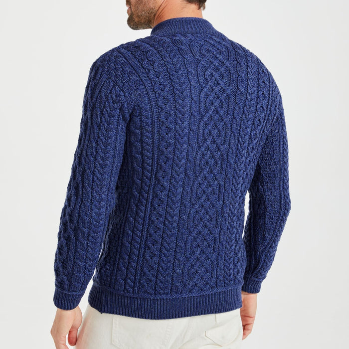 Lackaun Mens Navy Half Aran Troyer with Zip