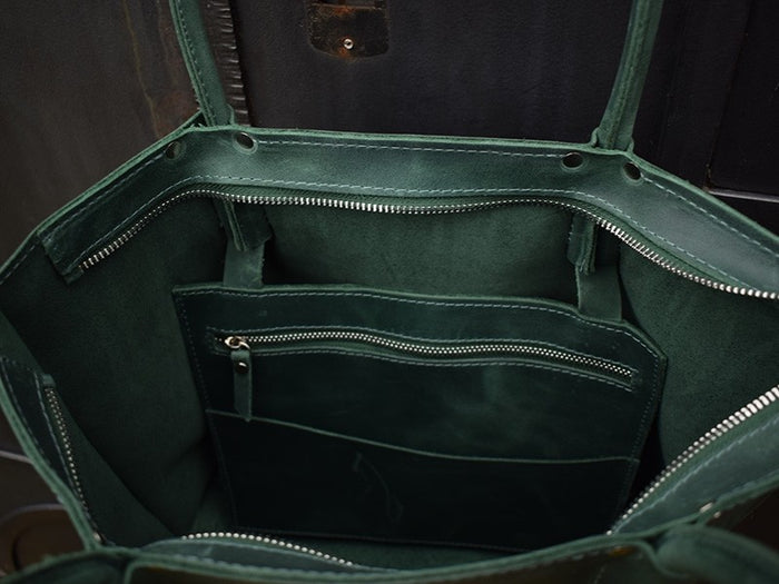 Leather bag Shopper Green