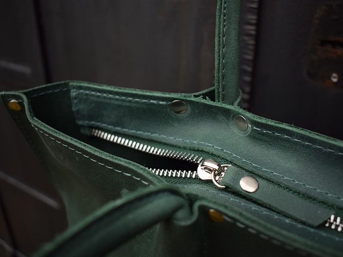 Leather bag Shopper Green