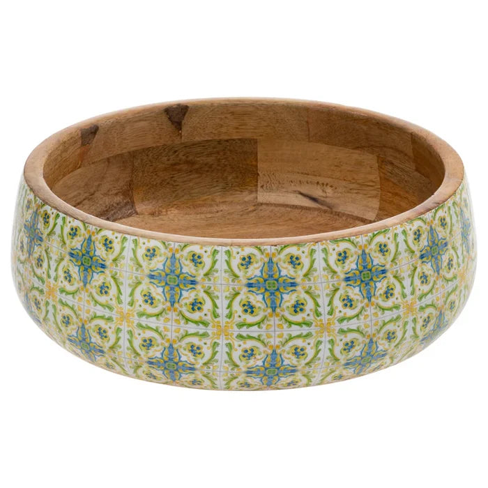 Lenger Tile Mango Wood & Enamel Bowl