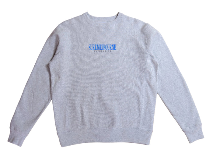 Little Lonsdale St. Super Heavyweight Reverse Weave Crew Fleece - Grey Marle / Blue