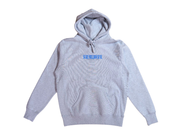 Little Lonsdale St. Super Heavyweight Reverse Weave Hooded Fleece - Grey Marle / Blue