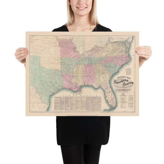 Lloyd's Map of the Southern States, 1862 - Rare Old Confederacy Civil War Map - USA