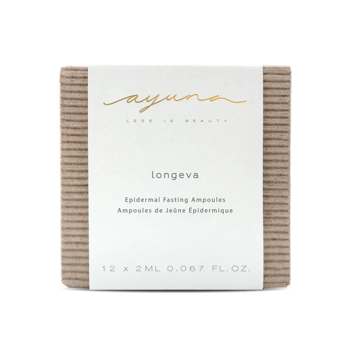 Ayuuna Longeva skincare product packaging on a white background