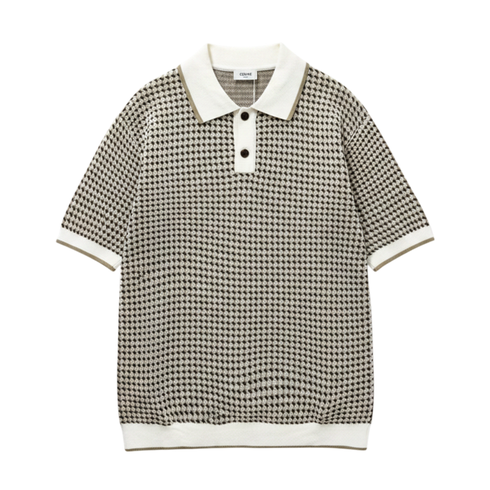 Loose Polo in Houndstooth Cotton