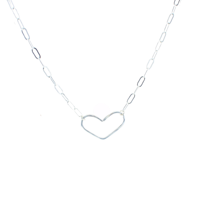 Sterling silver chain necklace with heart-shaped lover pendant