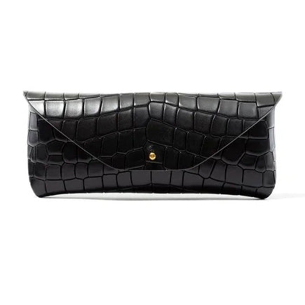 Lucas De Stael - Eyeglass Case - Croco Black Embossed - Leather - Size Large