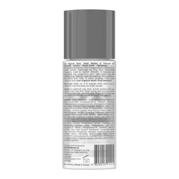 LUXE ORGANIX Zero Dark Marks & Textured Skin Whitening Multi-acid Serum Deodorant
