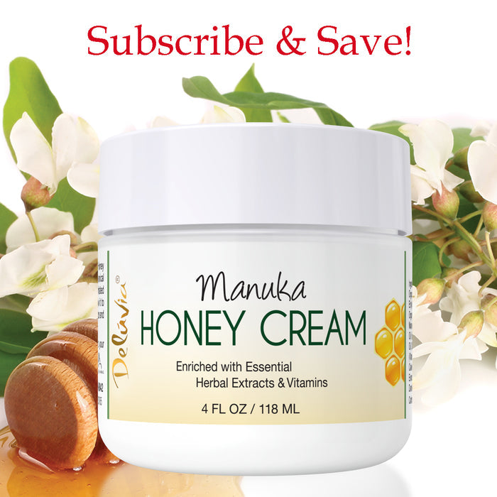 A jar of Deluvia Manuka Honey Cream subscription
