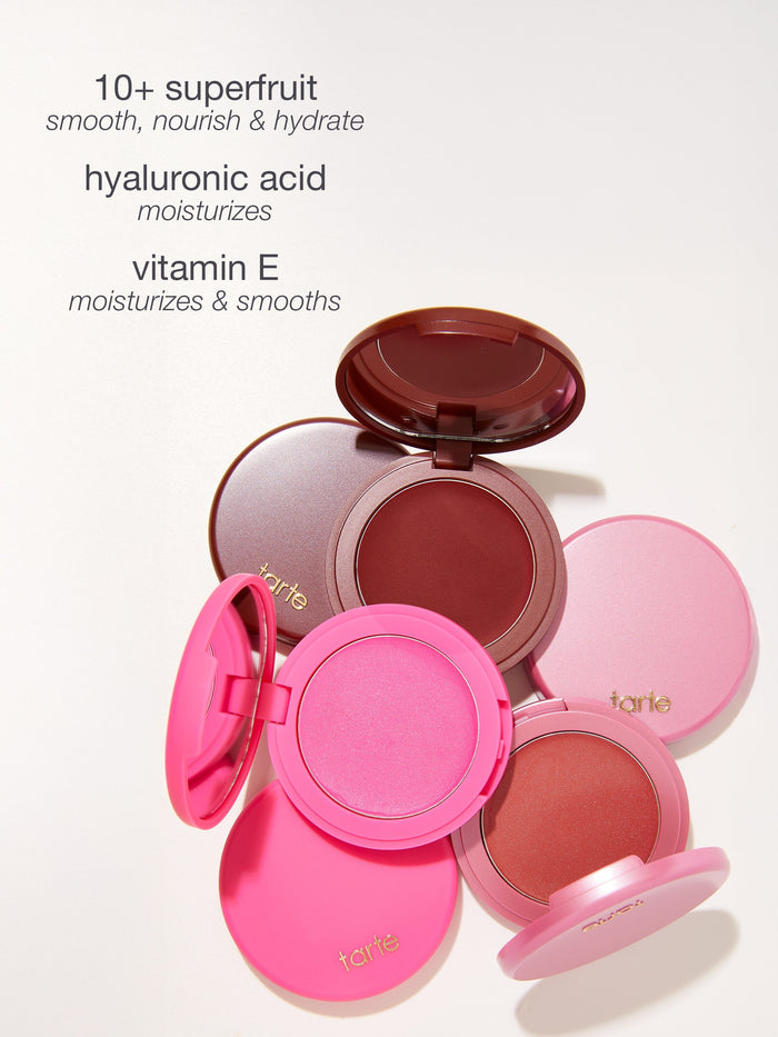 Tarte blushes with pink and brown shades on a white background