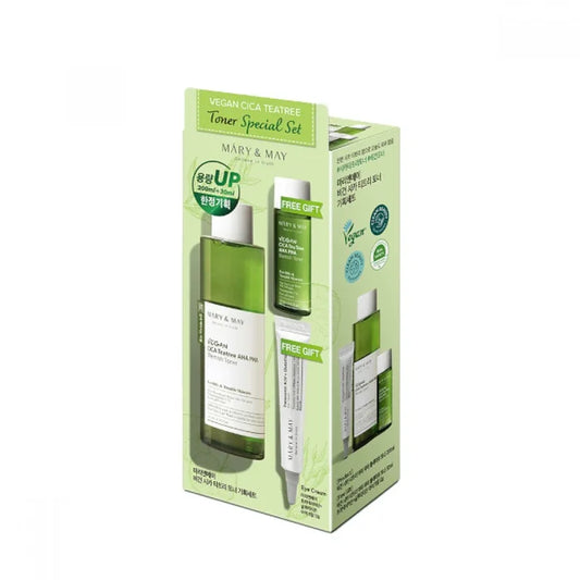 MARY & MAY - VEGAN CICA TEATREE TONER SPECIAL SET مجموعة العناية بالبشرة بالسيكا