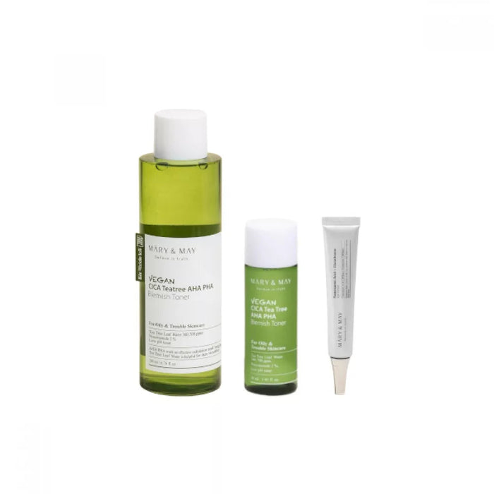 MARY & MAY - VEGAN CICA TEATREE TONER SPECIAL SET مجموعة العناية بالبشرة بالسيكا