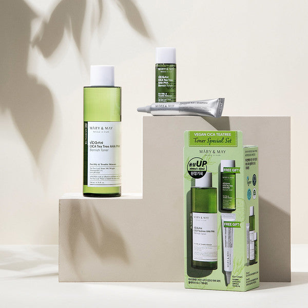 MARY & MAY - VEGAN CICA TEATREE TONER SPECIAL SET مجموعة العناية بالبشرة بالسيكا