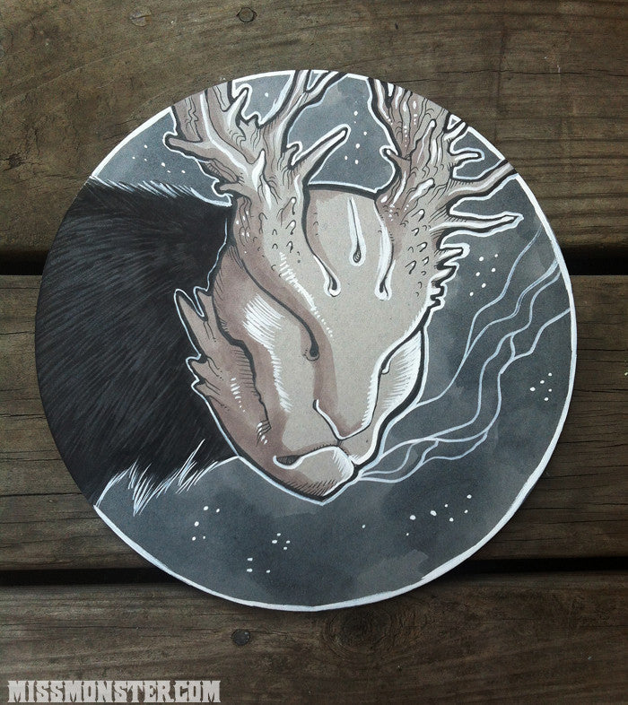MASK DEMON- ORIGINAL INK DRAWING- A