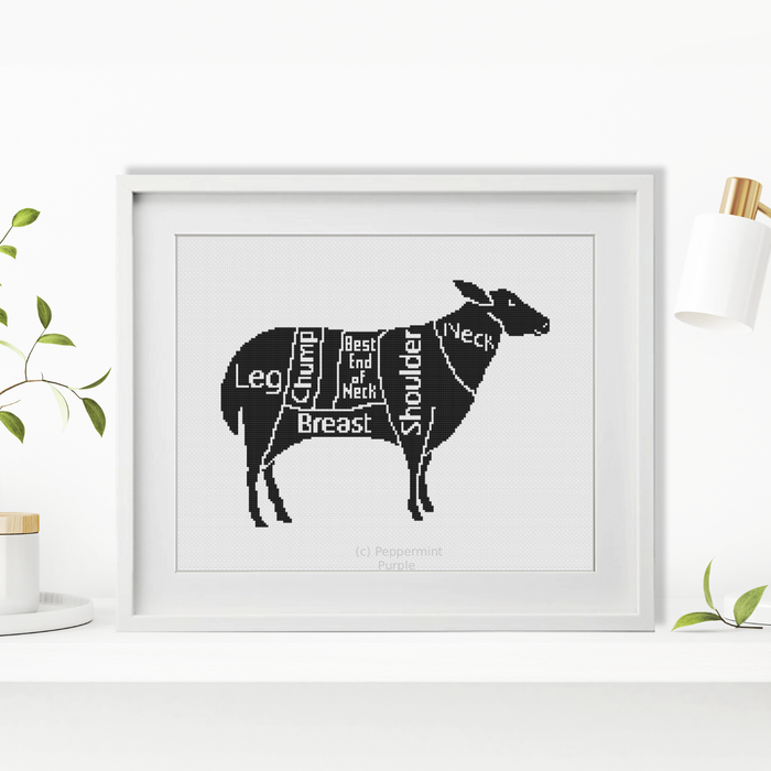 Meat Cuts - Sheep Cross Stitch Pattern by Peppermint Purple