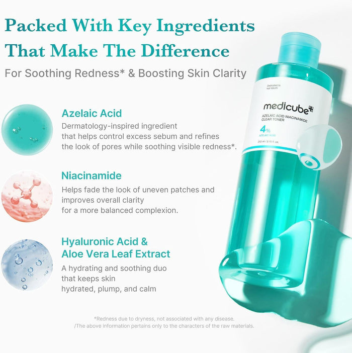 Medicube Azelaic Acid Niacinamide Clear Cleansing Toner With 4% Azelaic Acid 250 mL