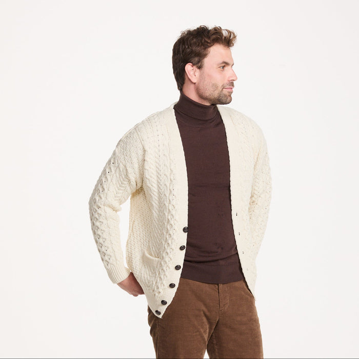 Mens V Neck Natural Cardigan