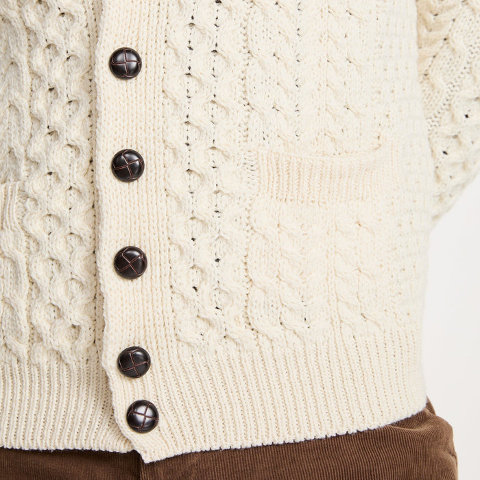 Mens V Neck Natural Cardigan