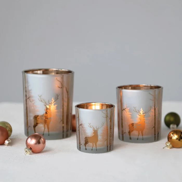 Mercury Glass Deer Tea Light Candle Holder