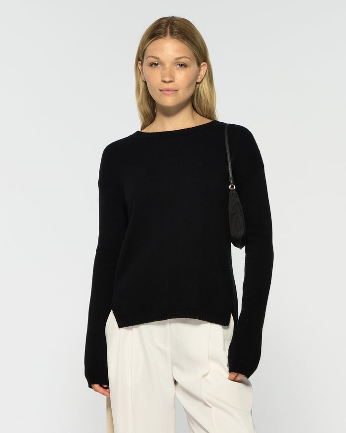 Merino Wool Relaxed Fit Jumper - Black