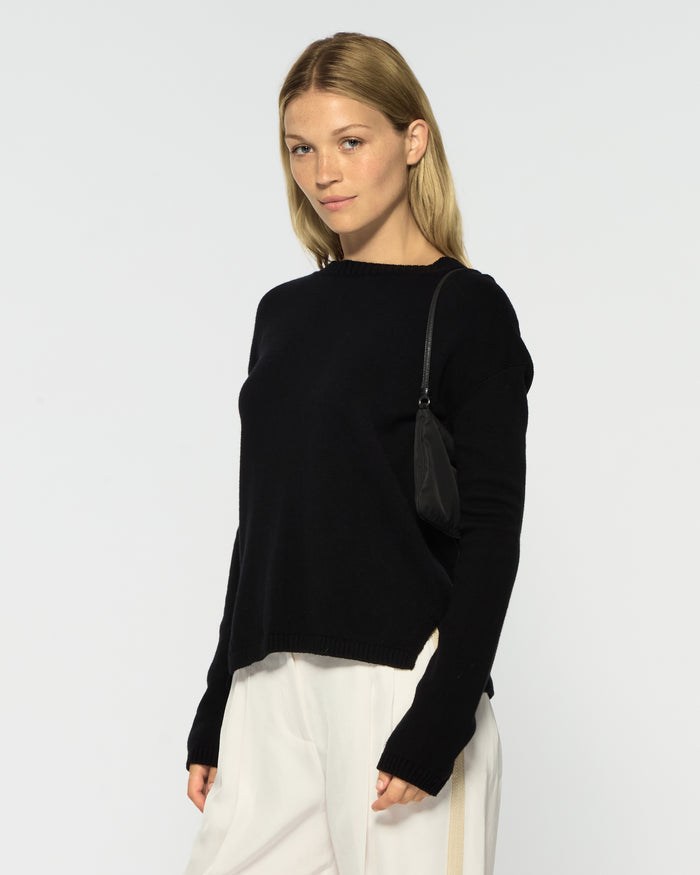 Merino Wool Relaxed Fit Jumper - Black