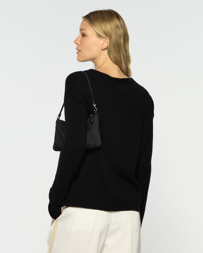 Merino Wool Relaxed Fit Jumper - Black