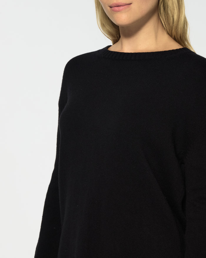 Merino Wool Relaxed Fit Jumper - Black