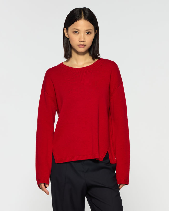 Merino Wool Relaxed Fit Jumper - Red