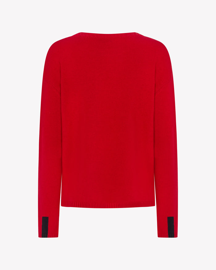 Merino Wool Relaxed Fit Jumper - Red