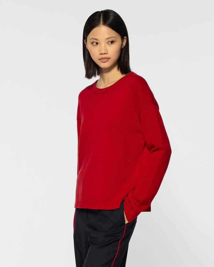 Merino Wool Relaxed Fit Jumper - Red