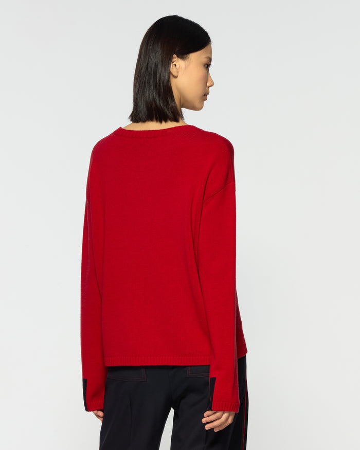 Merino Wool Relaxed Fit Jumper - Red