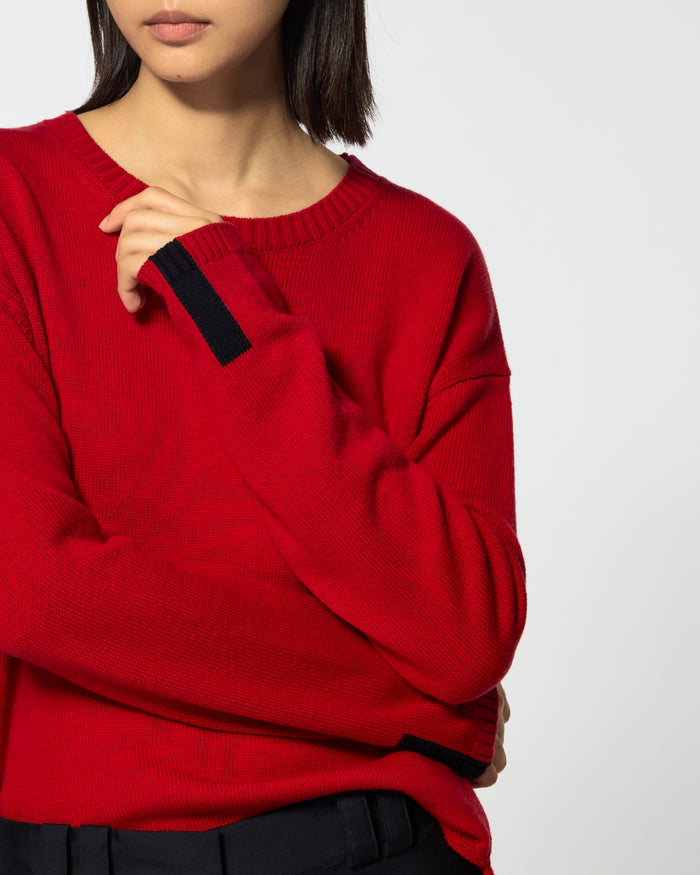 Merino Wool Relaxed Fit Jumper - Red