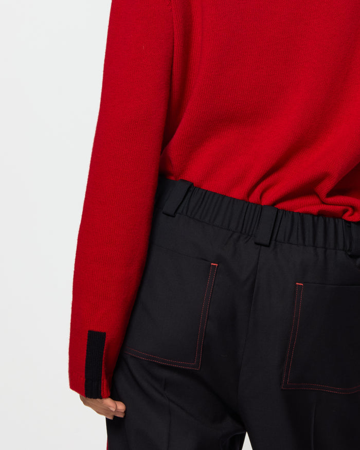 Merino Wool Relaxed Fit Jumper - Red