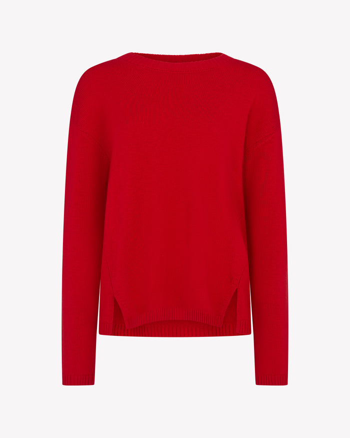 Merino Wool Relaxed Fit Jumper - Red