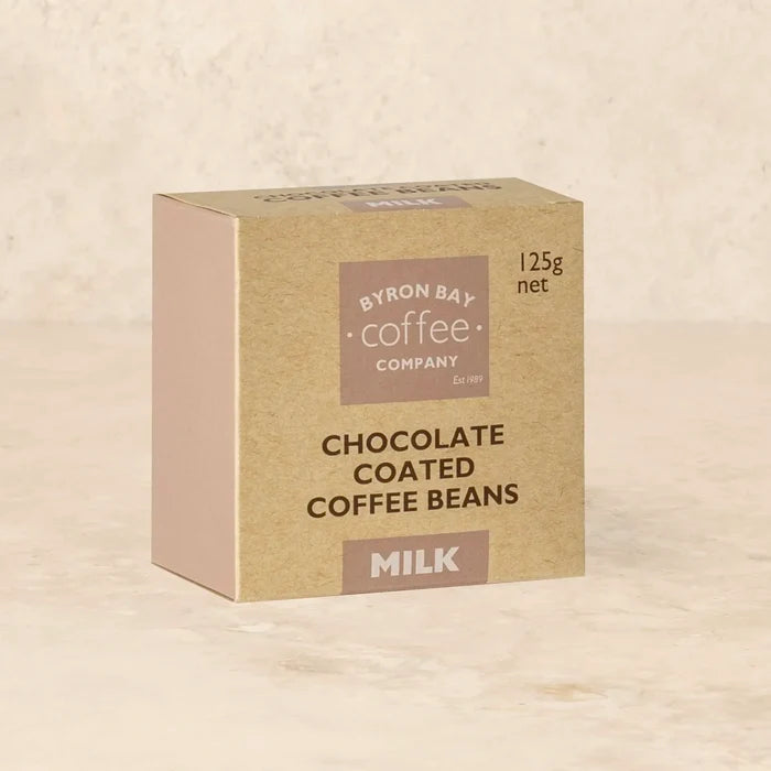 Sweet coffee snack - roasted coffee beans covered in creamy milk chocolate