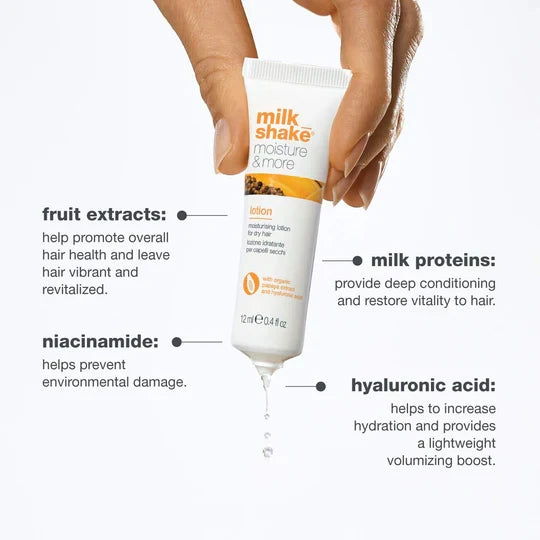 milk_shake Moisture & More Hydrating Lotion Vials - Intense Weekly Hydration Treatment for Dry, Dehydrated Hair | Restores Shine and Moisture | Tropical Scent