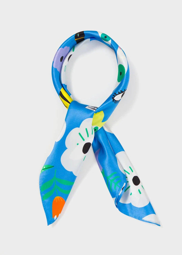 Min & Mon - Silk Scarf - Floral Fall - Blue-Min & Mon-treehaus