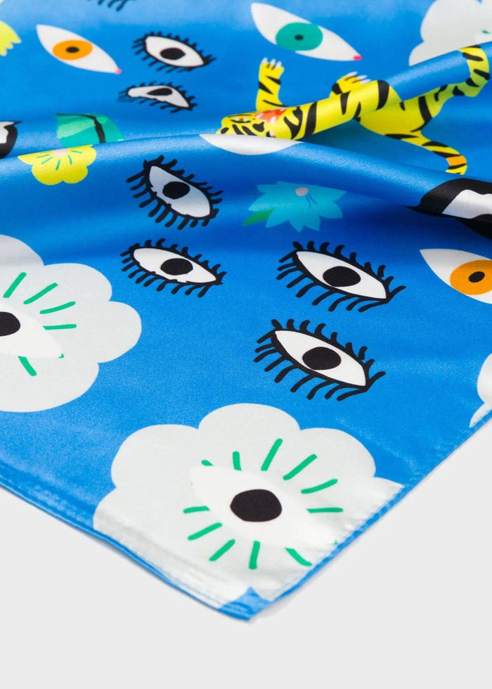 Min & Mon - Silk Scarf - Floral Fall - Blue-Min & Mon-treehaus