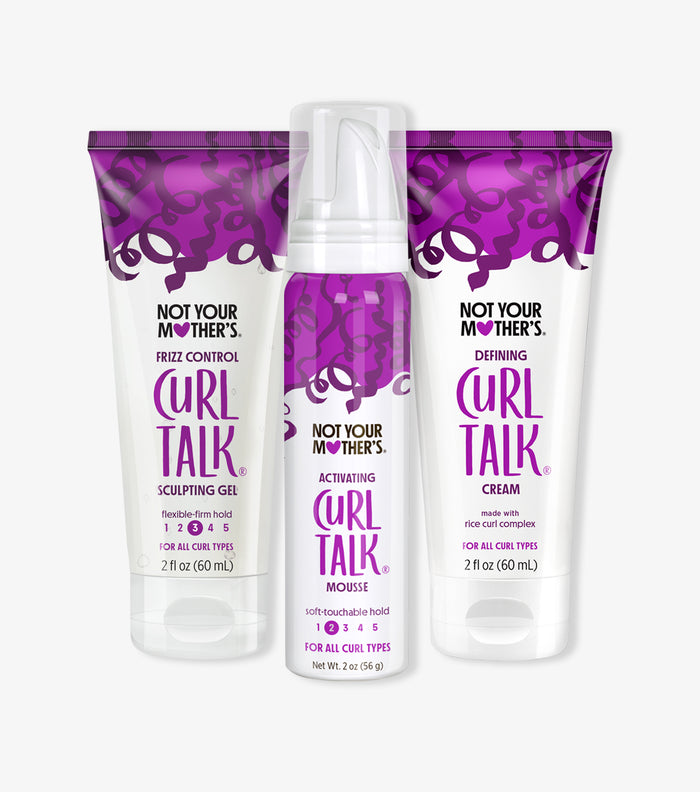 Activate and define curls while controlling frizz using the Curl Talk Mini Styling Set from NYM.