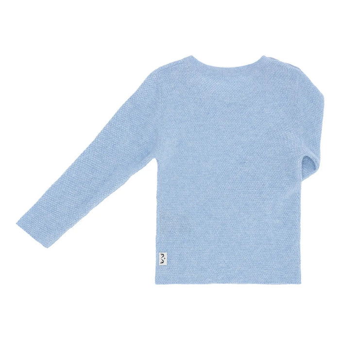 Minilux cashmere pullover i lyseblå med 2 knapper ved skulder