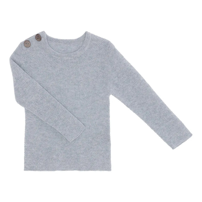 Minilux cashmere pullover i lysegrå med 2 knapper ved skulder