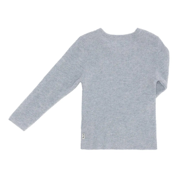 Minilux cashmere pullover i lysegrå med 2 knapper ved skulder