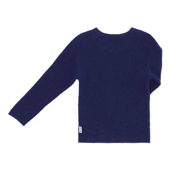 Minilux cashmere pullover i marineblå med 2 knapper ved skulder